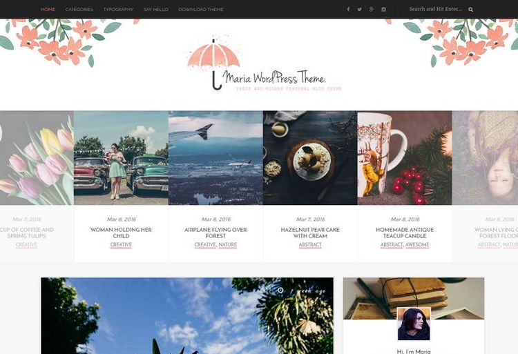 WordPress 免费个人博客主题 Maria