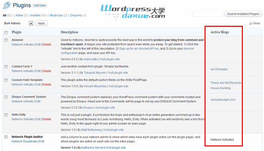 WordPress多站点网络插件和主题检测：Network Plugin Auditor