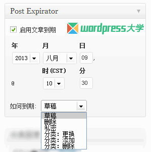 让 WordPress 文章/页面自动到期 Post Expirator