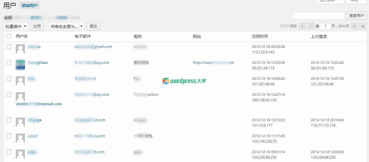 WordPress 在用户列表记录用户注册时的IP地址