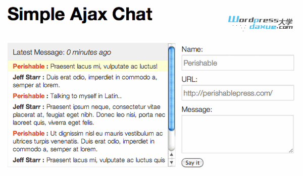 WordPress在线聊天插件：Simple Ajax Chat