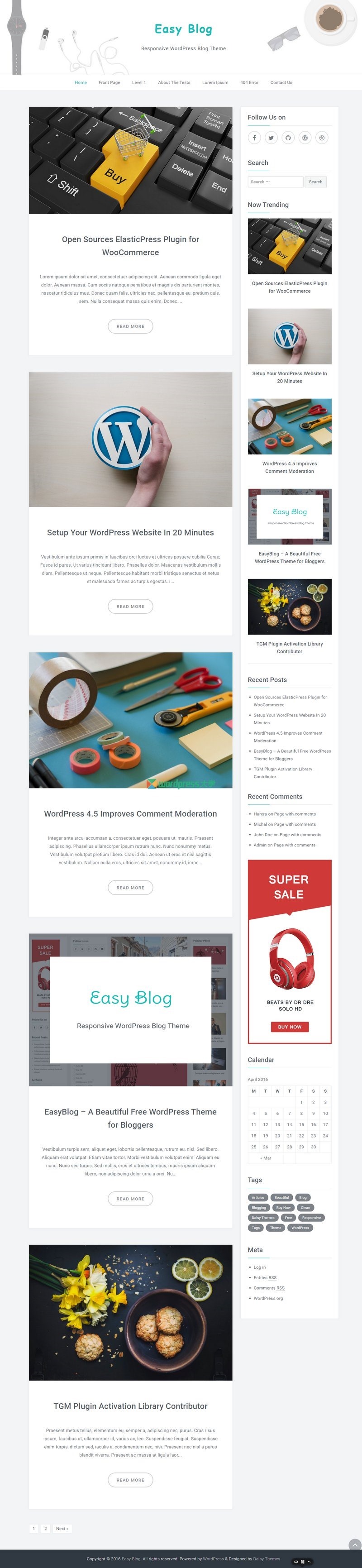 WordPress 免费博客主题 EasyBlog
