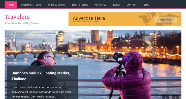 WordPress 免费旅行博客主题 Travelers