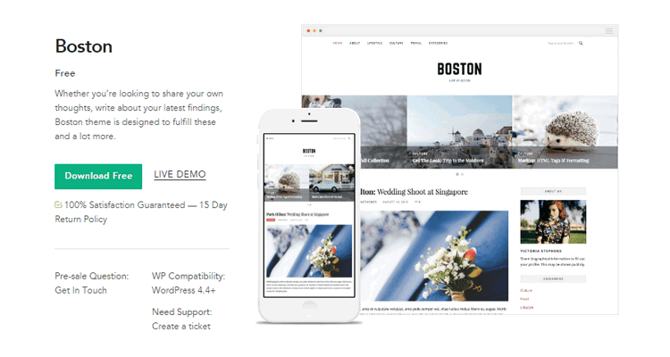 WordPress 免费博客主题 Boston