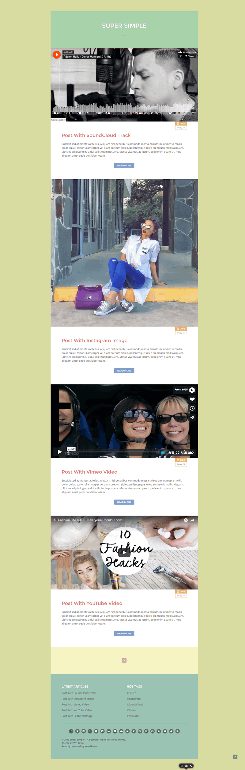 WordPress 单栏博客主题 Super Simple