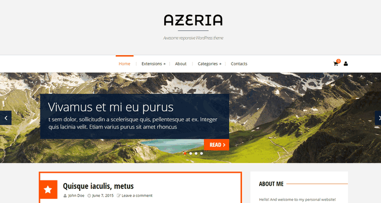 WordPress 免费博客主题 Azeria(支持WooCommerce,可添加作品集)