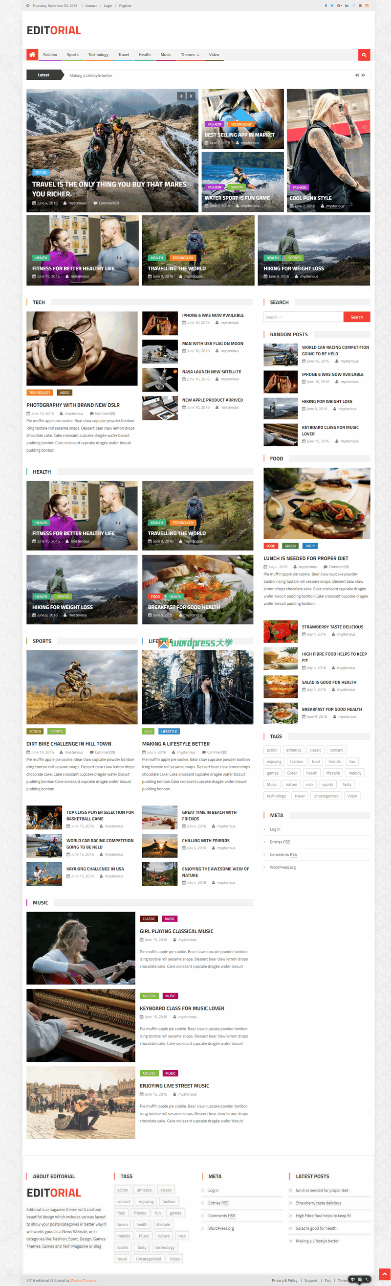WordPress 免费CMS杂志主题 Editorial