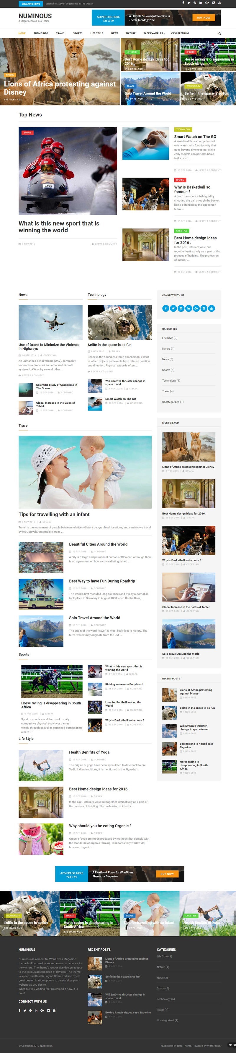 WordPress 免费新闻杂志主题 Numinous