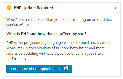 建议在WordPress中增加推荐的PHP版本提醒