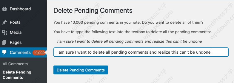 WordPress 快速删除所有待审评论