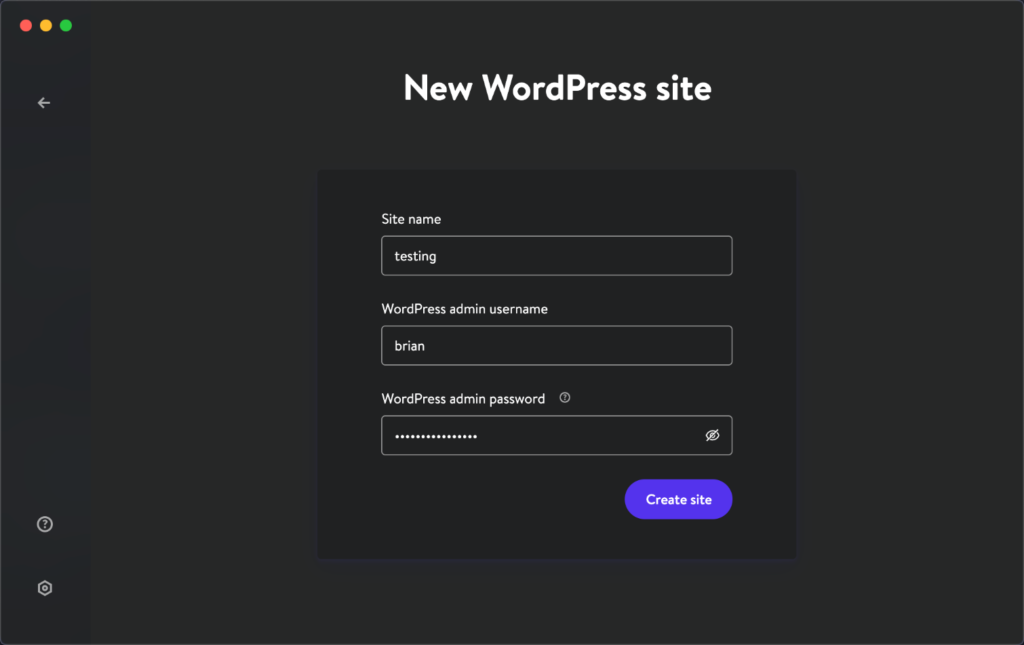 DevKinsta新的WordPress网站凭证