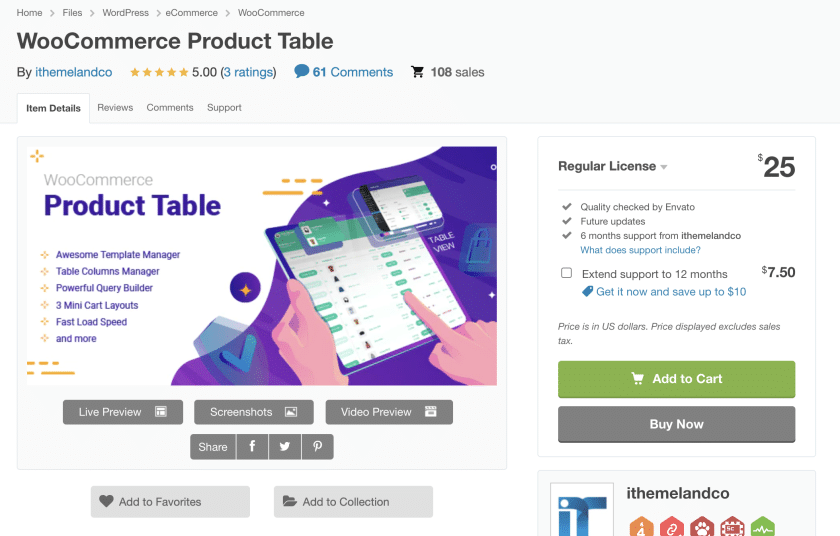 WooCommerce Product Table