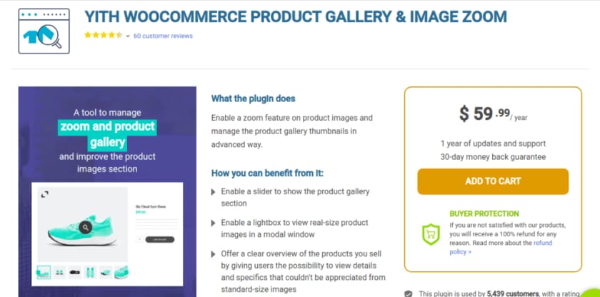 YITH WooCommerce Product Gallery & Image Zoom 插件允许您的访问者在鼠标悬停时从您网站上的不同角度放大您的商店产品。