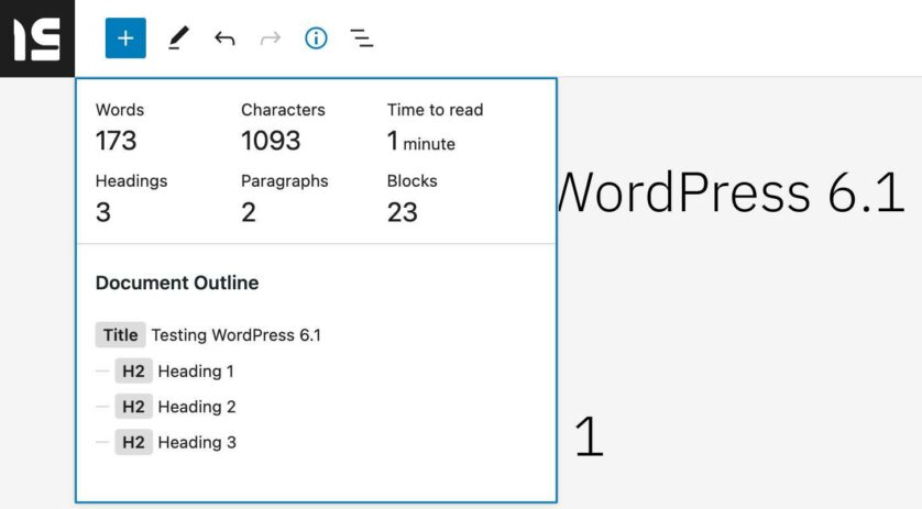 在 QWordPress 6.1 中,信息面板现在显示阅读时间