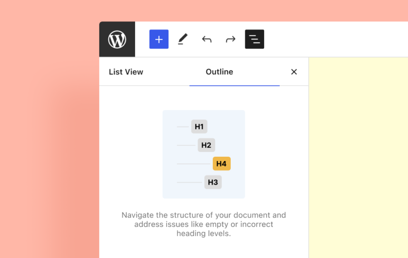 Gutenberg 14.5 引入了新的“文档概览”面板，改进了块间距控制 - Document Outline List View