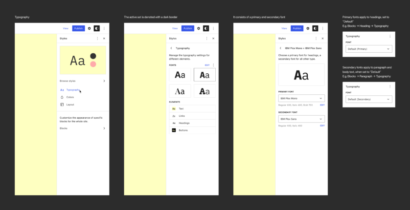 Gutenberg 的“字体库”路线图将为用户提供注册和管理 Web 字体的界面 - Global Styles Managing Fonts