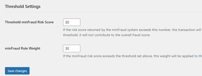 MinFraud 设置