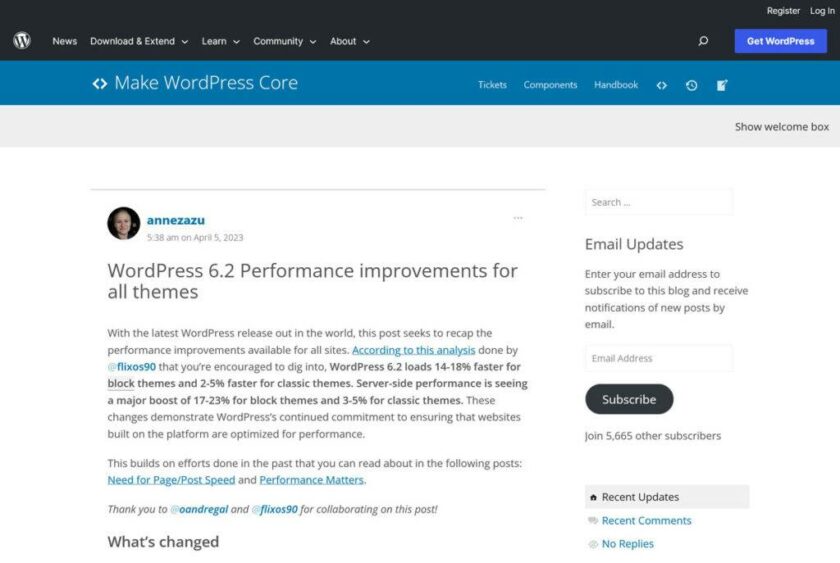 WordPress 6.2 的性能改进