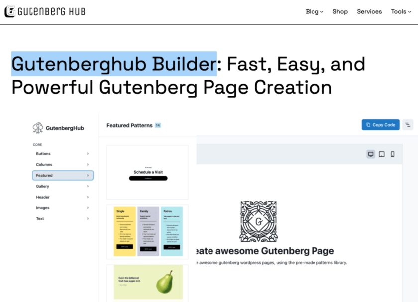 Gutenberghub Builder 主页