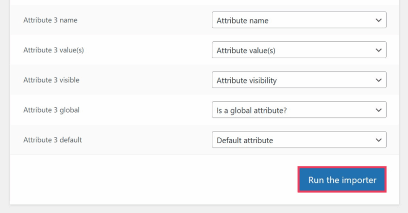 WooCommerce 导入工具的“运行导入器”按钮