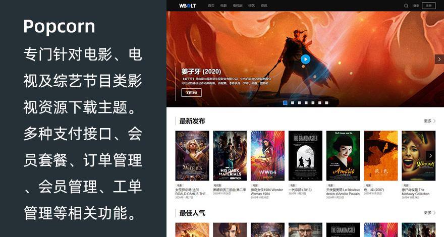 WordPress影视资源下载站主题 Popcorn