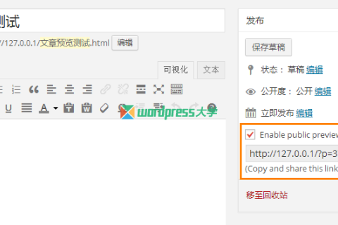 WordPress 生成文章预览链接给其他用户查看