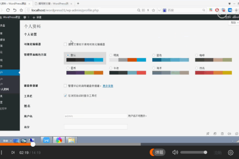 WordPress 快速入门视频教程32：如何设置用户资料