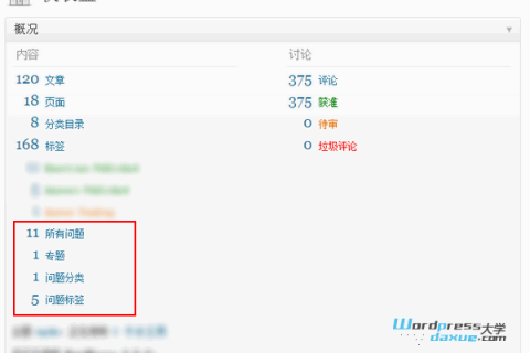 在WordPress仪表盘“概况”小工具显示自定义文章类型的数据