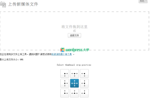 WordPress 上传图片时选择缩略图的裁剪位置