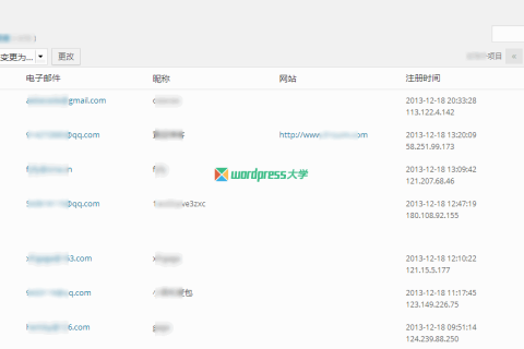WordPress 在用户列表记录用户注册时的IP地址