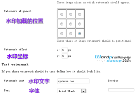 WordPress图片加文字水印插件：Watermark Reloaded