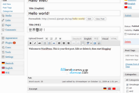 WordPress多语言插件：qTranslate （使用篇）
