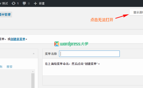 修复 WordPress 简体中文版的菜单“显示选项”无法点击