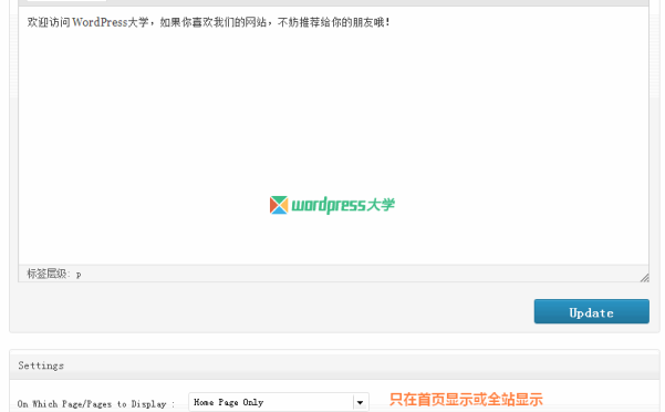 WordPress欢迎访客/悬浮公告插件：WP Welcome Message