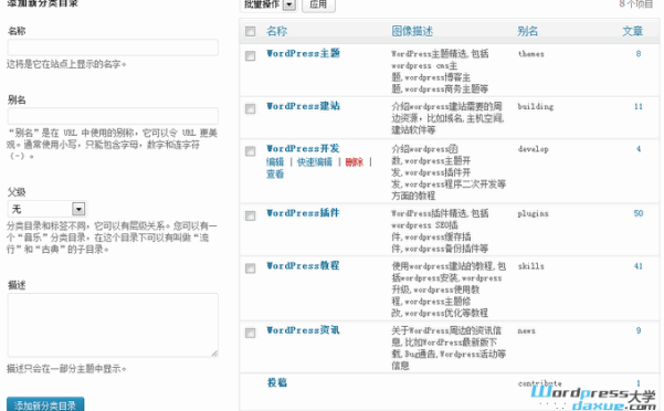 WordPress入门 之 创建和管理文章分类