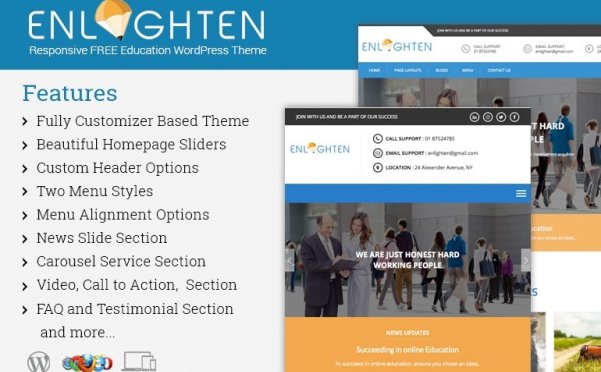 WordPress 免费单页视差企业主题 Enlighten