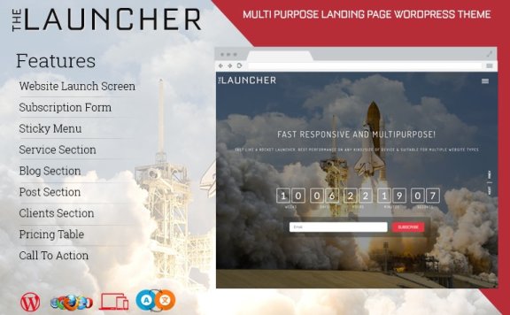 WordPress 多用途单页视差企业主题 The Launcher