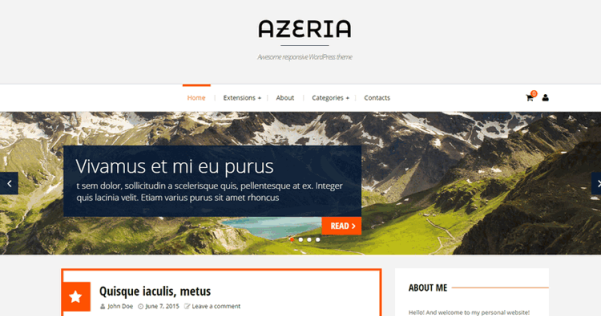 WordPress 免费博客主题 Azeria（支持WooCommerce，可添加作品集）