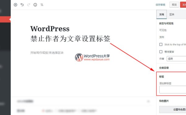 WordPress 禁止作者为文章设置标签