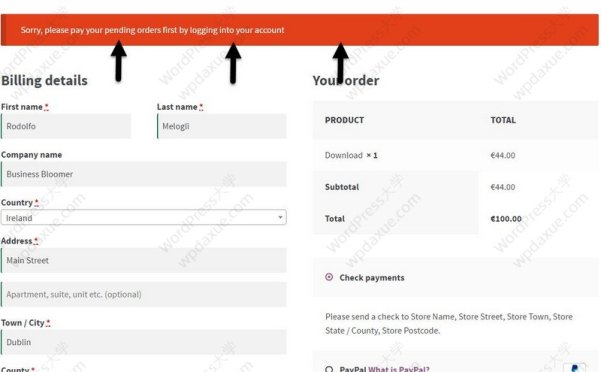 WooCommerce 检查用户是否有未完成支付的订单