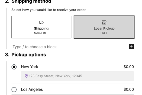 WooCommerce Blocks 9.4.0 添加了对本地取件的支持