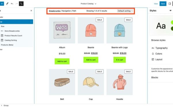WooCommerce 7.5.0 引入了 3 个新块，扩展了对全局样式的支持