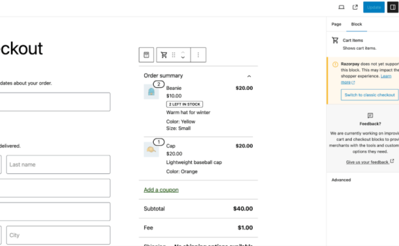 WooCommerce 8.3 在新安装中默认设置购物车、结帐和订单确认块