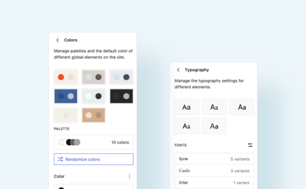 Gutenberg 17.9 新增全局样式颜色和排版预设