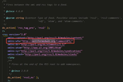 WordPress 正确移除 Feed 输出的 wellformedweb.org/CommentAPI 恶意网址