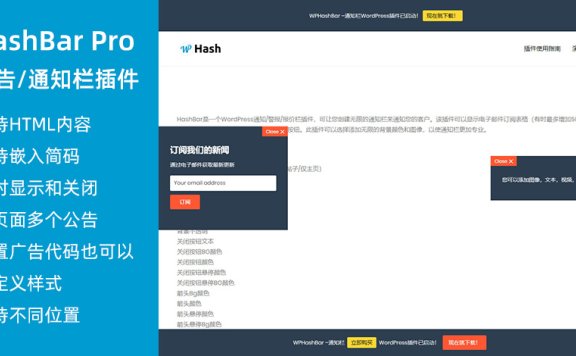 公告/通知栏插件HashBar Pro中文汉化优化版