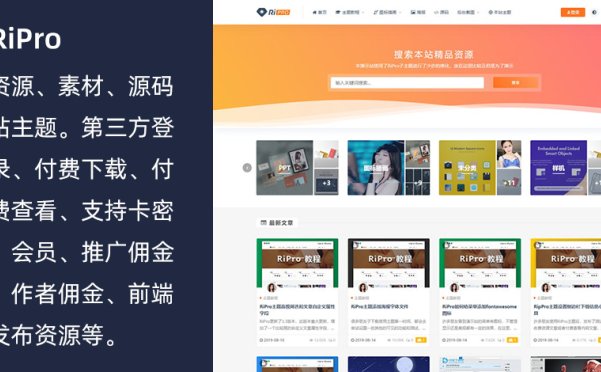WordPress素材源码付费下载/会员制主题RiPro