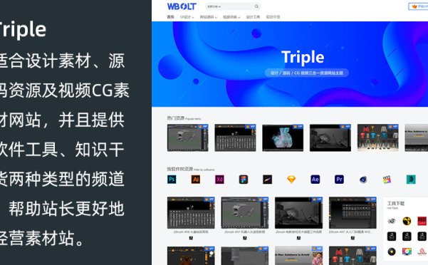 WordPress软件素材源码付费下载主题Triple